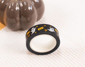 Washi Tape, ghost/gold, 1 pieces, 1,5cmx10m