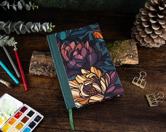 Watercolor Sketchbook | flowers/dunkelgrün| Clairefontaine Aquapad | 14x20cm | 300gsm