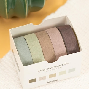 Nastro washi, set da 5, 10 mm x 3 m, tonalità di marrone