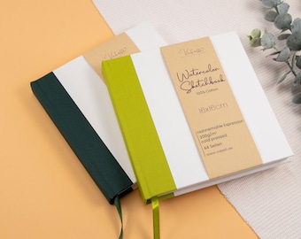 Watercolor Sketchbook, 44 pages, 300gsm watercolor paper, 14x14cm, 16x16cm, 14x20cm, cover made of watercolor paper