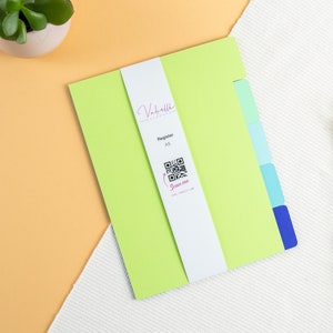 Registro, A5, verde, azul, cartolina fotográfica 300g, 5 peças, perfurada 2 ou 6 vezes
