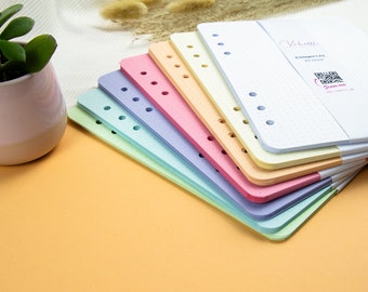Inserts, 6-ring binder, A5, Personal, Agenda/A6, Pocket, dots/blank, 7 colours