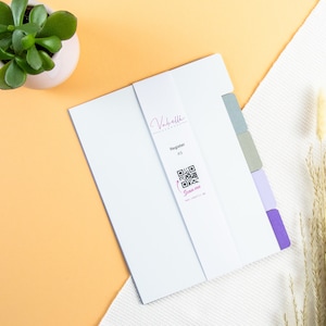 Registre, A5, gris, violet, carton photo 220g, 5 pièces, perforé 2 ou 6 trous