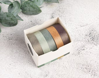 Washi Tape, Set of 5, 10 mm x 5 m, Forest