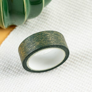 Nastro Washi, verde/oro, 1,5 cm x 7 m