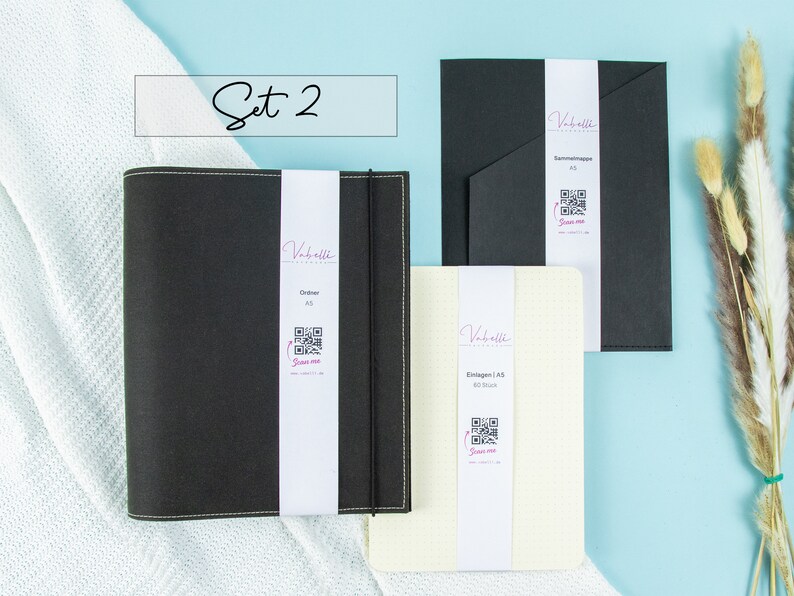 Folder, A5, A6, 2-fold ring binder, dark brown, oilskin image 4