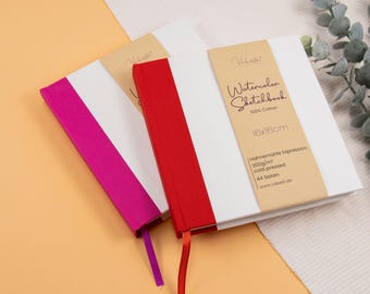 Watercolor Sketchbook, 100% cotton, 44 pages, 300gsm watercolor paper, 16x16cm, 6.3x6.3inch, cover made of watercolor paper