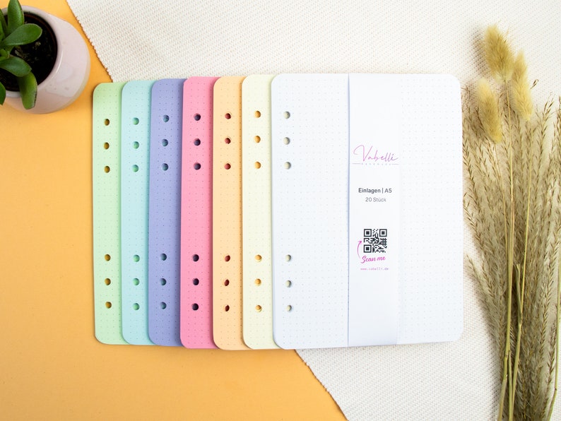 Inserts, 6-fold ring binder, A5, personal, agenda/A6, pocket, dots/blank, 7 colors image 9