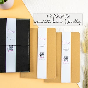 Travelers Journal, A5, dark brown, Fox Oilskin, incl. 2 notebooks