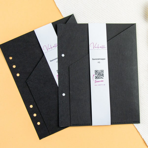 Folder, black, A5, A6, Pocket, Personal, 2-fold and 6-fold perforation