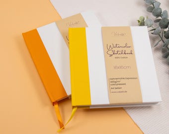 Watercolor Sketchbook, 44 pages, 300gsm watercolor paper, 14x14cm, 16x16cm, 14x20cm, cover made of watercolor paper