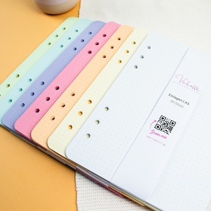 Inserts, 6-fold ring binder, A5, personal, agenda/A6, pocket, dots/blank, 7 colors image 8