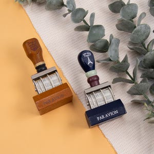 date stamp, wooden stamp, vintage, blue or brown