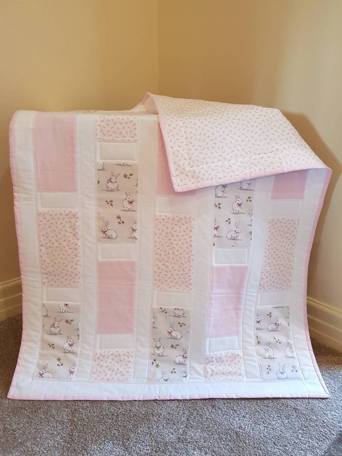 Baby cot quilt Patchwork cot quilt Baby Girl Handmade cot Etsy