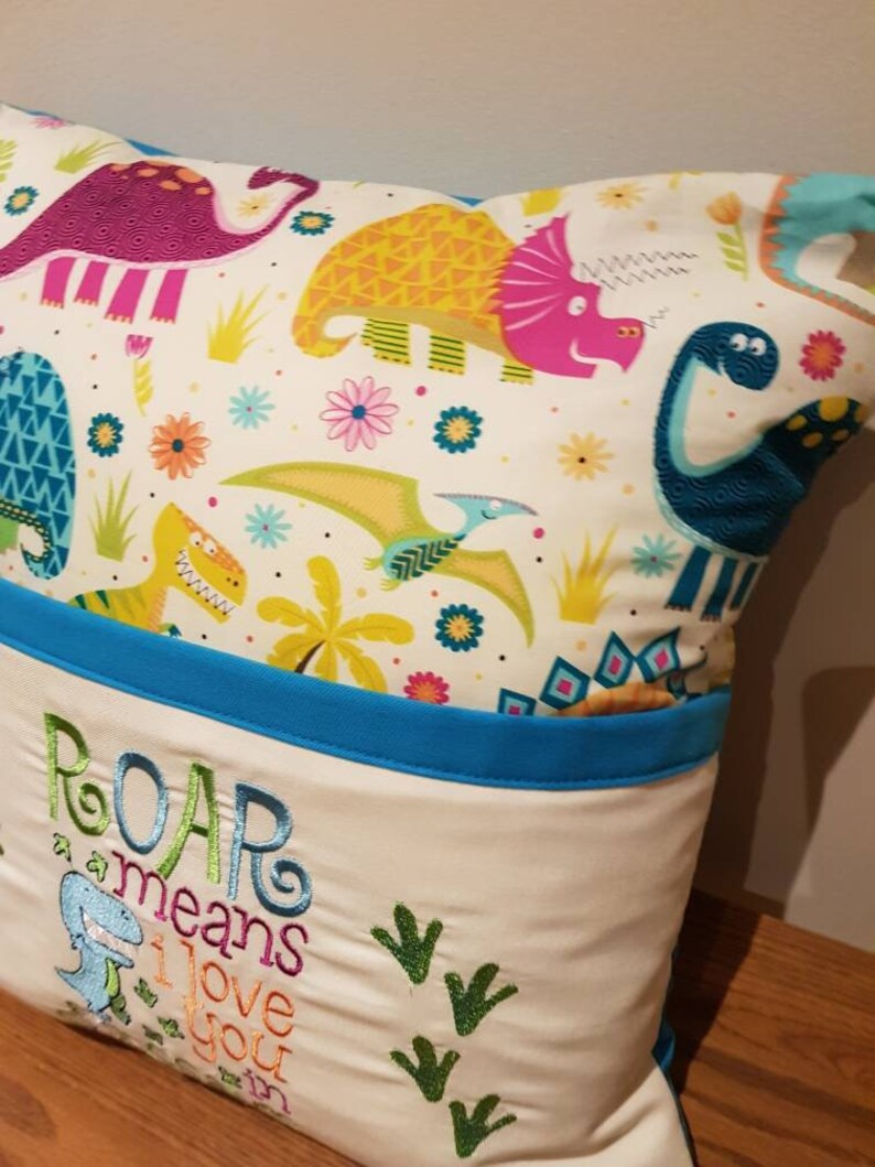 Dinosaur Pillow Dinosaurs Personalised Book Pillow Reading Etsy