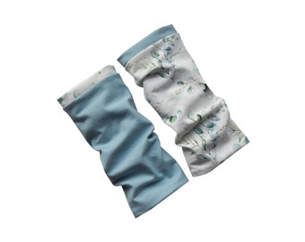 Armstulpen, Wendestulpen für Damen oder Kinder weiß mit Eukalyptus / dusty mint