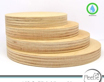 4x Holzscheibe rund Buche Multiplex 18 mm natur individuell  Holz Scheibe Kreis Kreisscheibe Holzrad Tischplatte