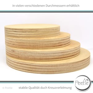 1x wooden disc round beech plywood 10 mm natural individual wood disc circle circular disc wooden wheel table top