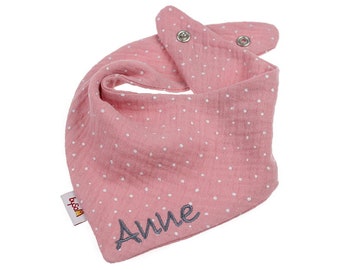 Muslin scarf with name *dots old pink*