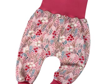 Pantaloni harem per neonati/bambini * Erbe rosa * Taglie dalla 56 alla 128