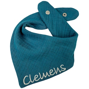 Muslin scarf with name * uni petrol *
