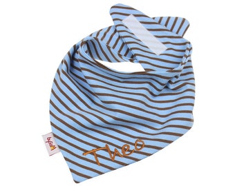 Neckerchief with name * Ringel light blue-brown *