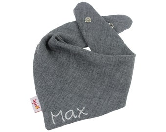 Muslin scarf with name * plain gray *