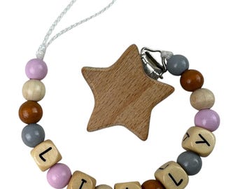 Cadena para chupete con el nombre "Star Lilly"