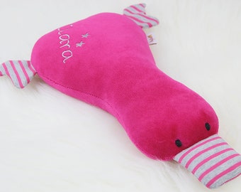 Cuddly Duck with Name * Nicki Fuchsia-grey * cuddly animal