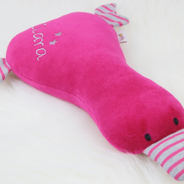 Schmuseente mit Namen *Nicki fuchsia-grau* Kuscheltier