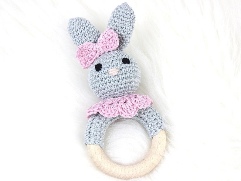 Baby rattle Griffin Biting ring Bunny Girl image 1