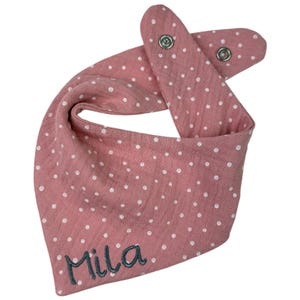 Muslin scarf with name *dots old pink*