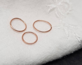 dünner Nasenring Rosegold Filled, Nasen Piercing "Minimalist" / Helix Piercing, Ohrring, Hoop, schmaler Ring Septum, Helix, zarter Hoop, 22g