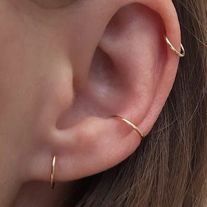 Piercing Ring "Minimalist" Gold Filled - 0,6mm 22G, 0,8mm 20G, 1mm 18G - Helix Piercing, Nasenring, Ohrring, Hoop, Knorpel, Septum, Conch