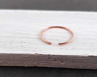 offener Ring "Minimalist" Rose Gold Filled 1mm / Stacking ring, Ring minimalistisch, Ring schmal, dünne Ringe, verstellbarer Ring, vergoldet