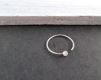 offener Ring 925 Silber "Jewels" ROSAQUARZ  // minimalistischer Ring, schmaler Ring mit Perle, Ring mit Edelstein, Echtsilber, Rosenquarz