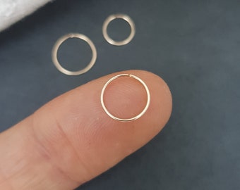 Zeer dunne, vergulde piercingring / 0,5 mm 24g "minimalistische" piercing voor oor, neus, helix, neusring, oorbel, septum, conch