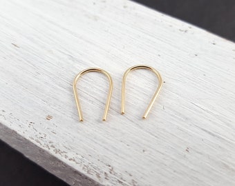 Ohrringe "Minimalist" M - 585 Gelbgold oder Gold Filled // minimalistische Creolen, nachhaltige Ohrringe, offene Ohrringe, arc earrings,