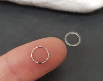 very thin 999 platinum piercing ring "Minimalist" solid platinum, 0.5 mm thin helix, piercing ring, earring, hoop, nose ring, 24 gauge,