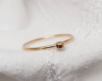 Perlenring "Rondelle" Gold Filled // Kreis Ring, Gold Ring stacking ring, Stapelring, filigraner Ring, dünner Ring, Perlen Ring, zarter Ring