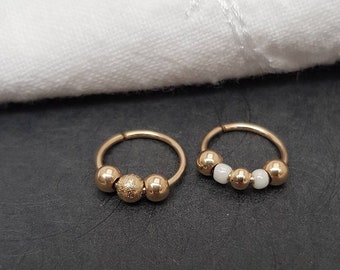 Nasenring Gold Filled, Nasenpiercing, Helix Piercing, Piercing Ring, Ohrring, Conch Piercing, Perlen Nasenring, Perlenschmuck, Creolen Gold