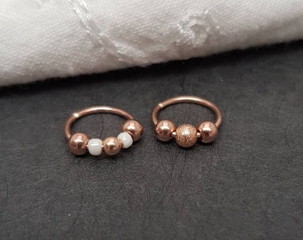 Nasenring Rosegold Filled, Nasenpiercing, Helix Piercing, Piercing Ring, Perlenohrringe, Conch, Perlen Nasenring, Creolen Roségold, Creolen