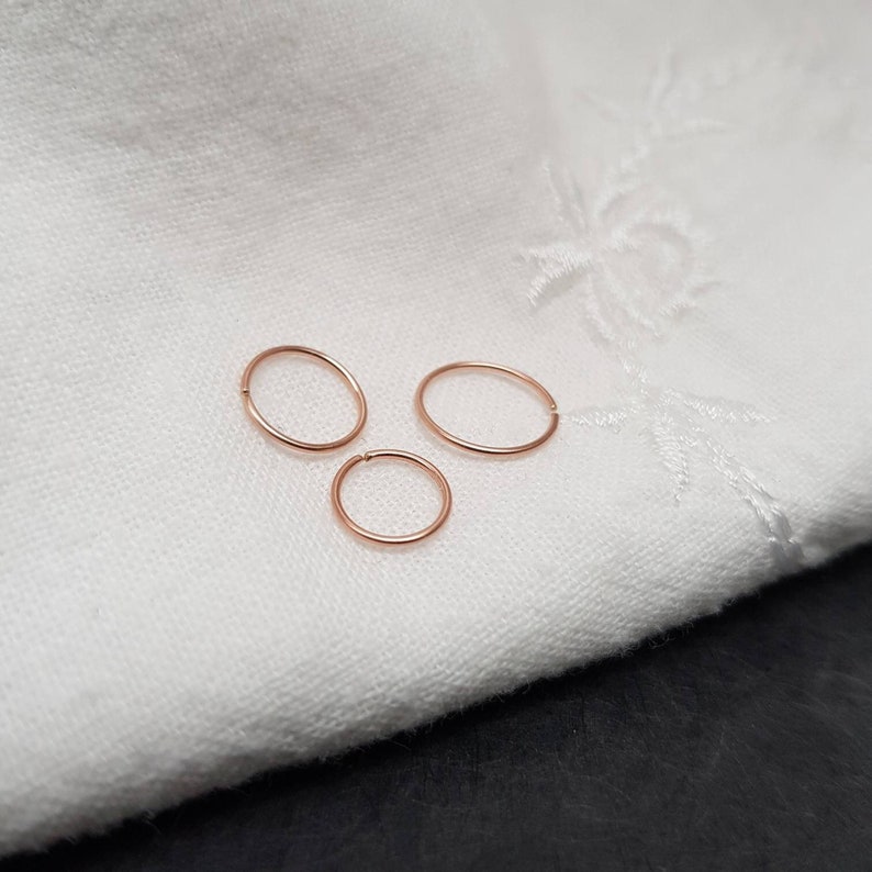 dünner Nasenring Rosegold Filled, Nasen Piercing Minimalist / Helix Piercing, Ohrring, Hoop, schmaler Ring Septum, Helix, zarter Hoop, 22g Bild 1