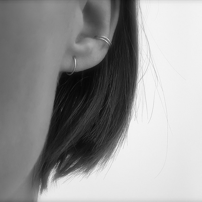 Piercing ring Minimalist 925 silver // recycled silver, fair jewelry, hoops, piercing ear, piercing conch, helix, nose ring, piercing image 6