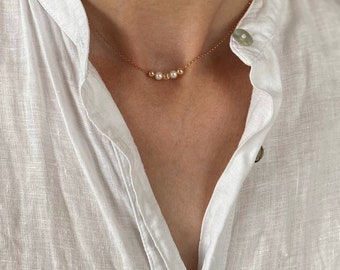 Perlenkette / AKOYA / Kette Roségold Filled, Halskette Damen, Perlen Kette, Perlenkette Rosegold, Perlenkette Damen, Perlen, Choker, Perle