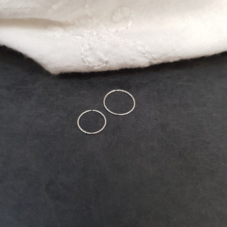 Very thin 925 silver piercing ring / Sparkle piercing ear, nose piercing, helix piercing, nose ring, earring, 0.5 mm mini creole, septum image 2