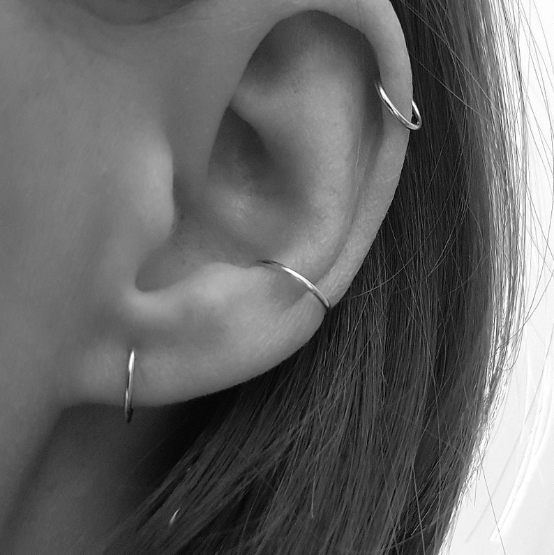 Piercingring Minimalist 925 Silber // recyceltes Silber, fairer Schmuck, Hoops, Piercing Ohr, Piercing Conch, Helix, Nasenring, Piercing Bild 4