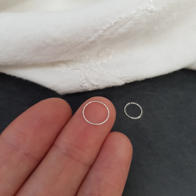 Very thin 925 silver piercing ring / Sparkle piercing ear, nose piercing, helix piercing, nose ring, earring, 0.5 mm mini creole, septum image 1