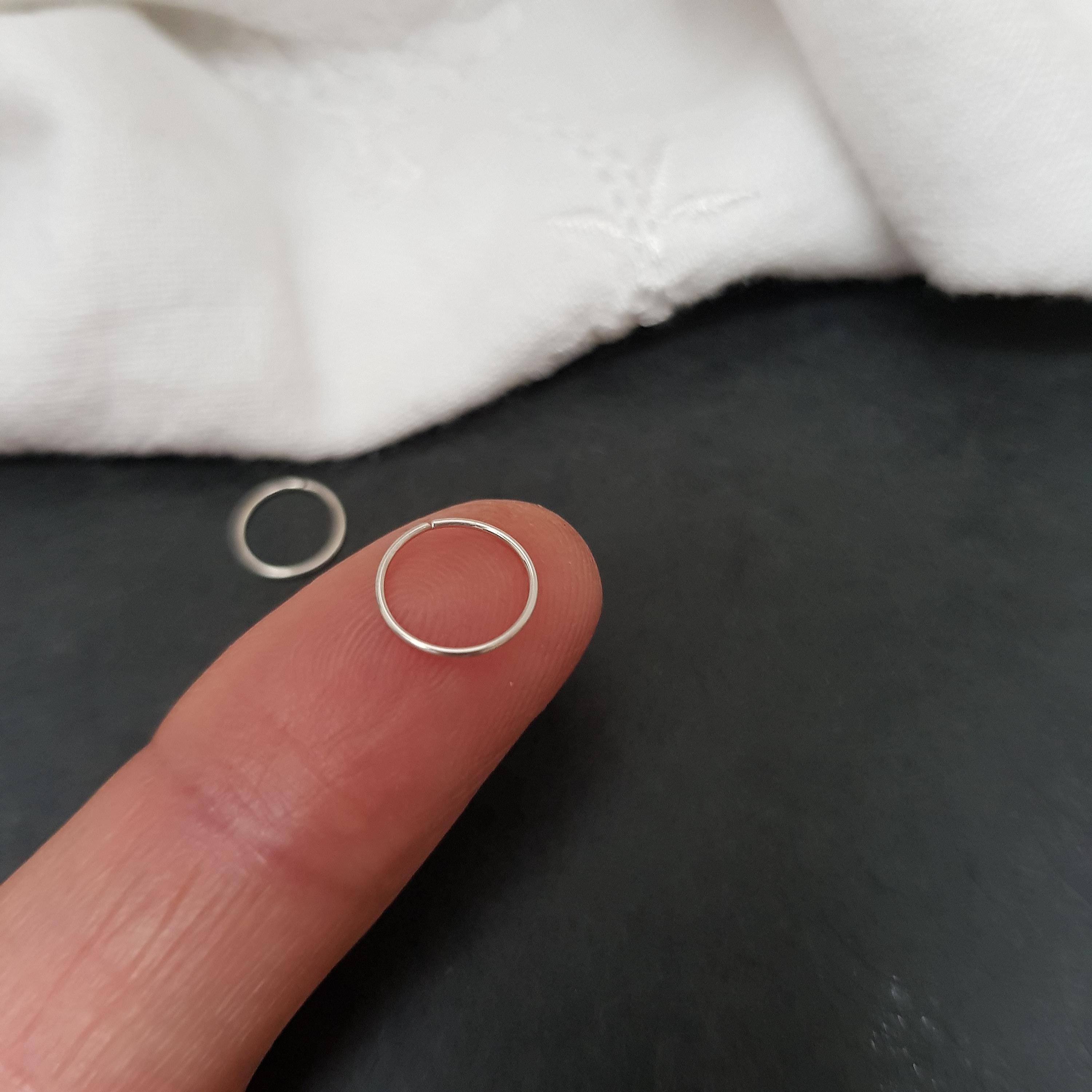 Very thin 925 silver piercing ring, 0.5 mm nose ring "Minimalist", helix piercing, earring, cartilage, hoop earrings, earring, tragus, conch, 24g