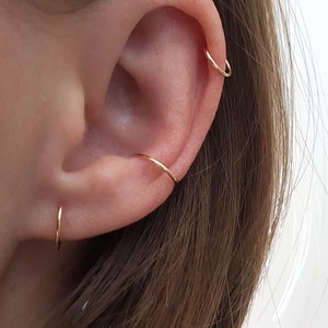 Piercing Ring "Minimalist" Gold Filled - gold plated / helix, piercing rings, earring, hoops, nose ring, piercing ear, cartilage, septum,